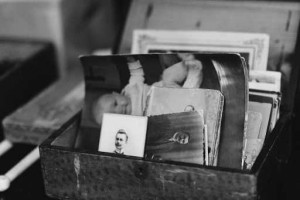 Old Family Photos in a Small Wooden Casket